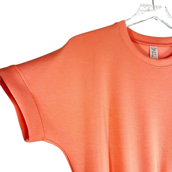 SPANX Orange Stretch Fabric Mini Dress Short Sleeve Size XS - Picture 4 of 10